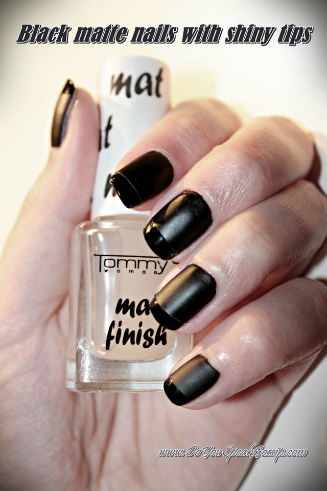 Dena Duchess xxx black shiny nails how tips matte manicure