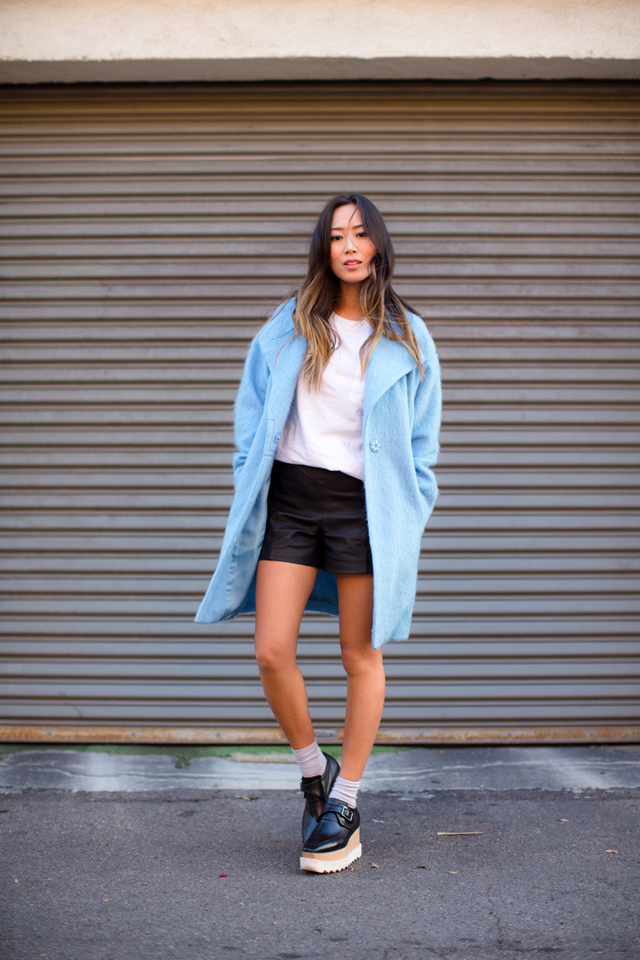 Stella Baby xxx blue aimee coat stella wool mccartney song platform loafers oversized stellas