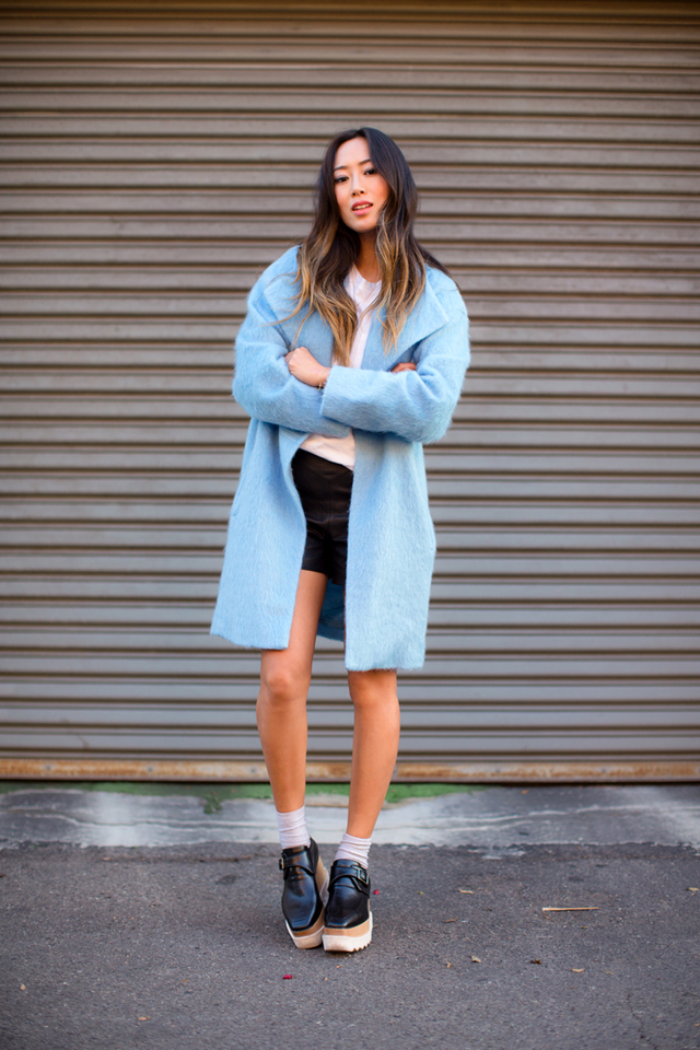 Stella Baby xxx blue aimee coat stella wool mccartney song platform loafers oversized stellas