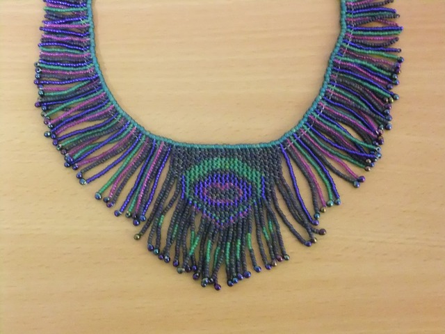Sarah Beth xxx peacock necklace dscf beaded