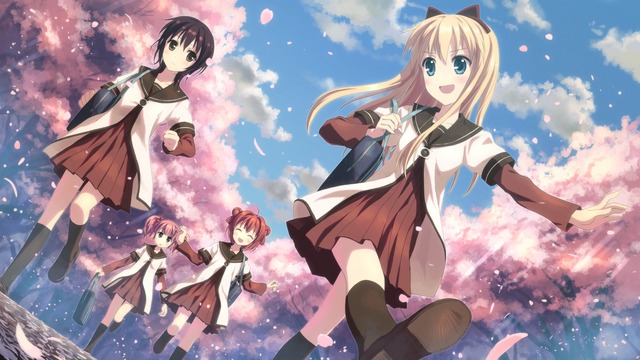 Cherry Blossom xxx wallpaper friends cherry uniform blossom walking yuruyuri