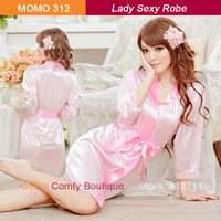 Satin Lace sex wsphoto wholesale price women faux silk font satin three quarter sleeve robe products black dressing gown