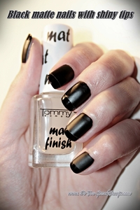 Dena Duchess xxx black matte nails shiny tips how manicure