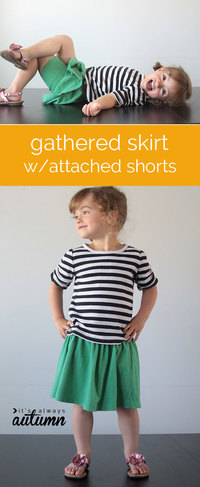Autumn Stone xxx gathered skirt attached shorts sewing tutorial how make easy