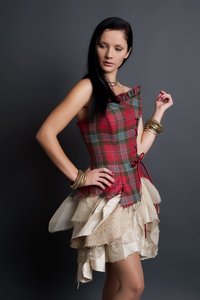 Georgina Baillie xxx pictures bella short style silk tartan plaid dress pid product