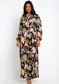 Harmony Heart xxx pink clove plus harmony printed plunge scarf neck maxi dress zoom